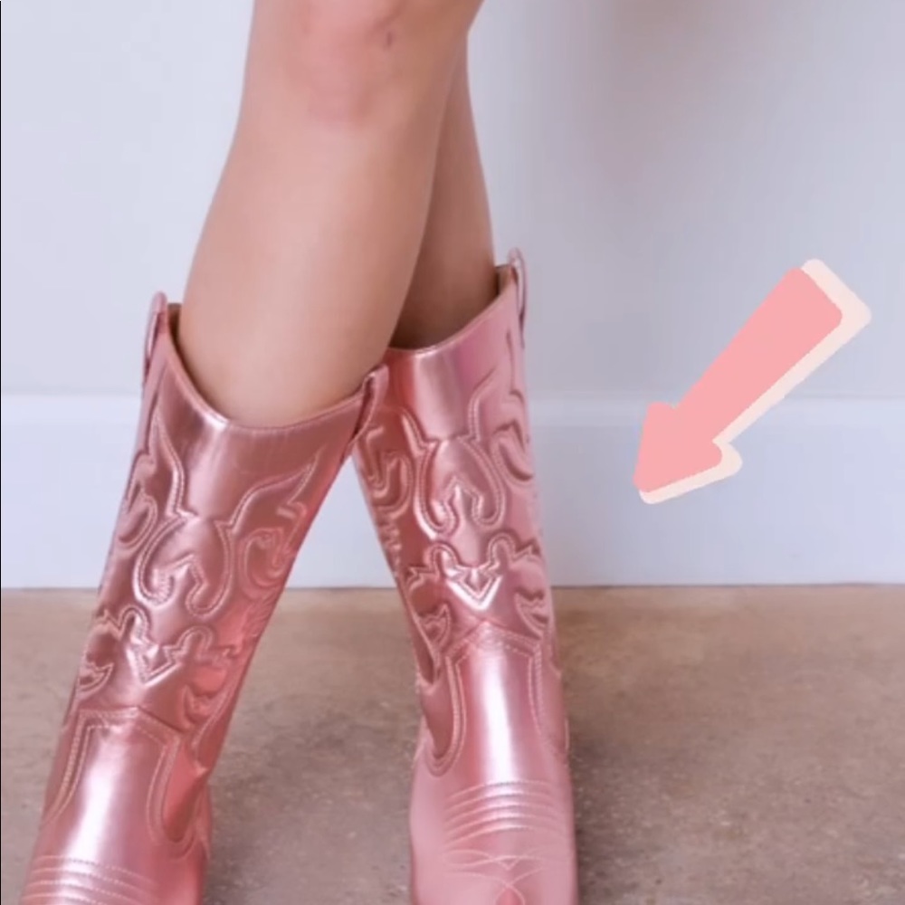Pink metallic cowgirl boots  6.5